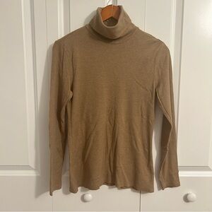 Lauren Ralph Lauren Tan Turtleneck Sweater‎ | Women’s Small | Elbow Patch Detail
